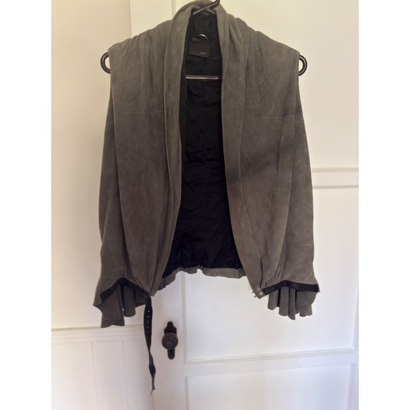 Grai Women Grey Suede Leather Draped Ruffle Peplum Vest Made in USA Size M - Picture 8 of 12